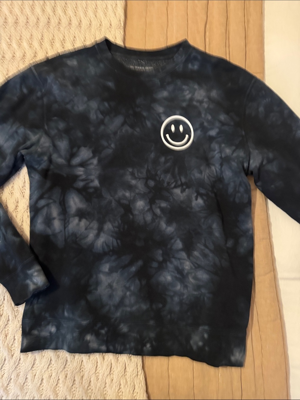 Tie-Dye Navy Smiley Crewneck Sweatshirt - Women